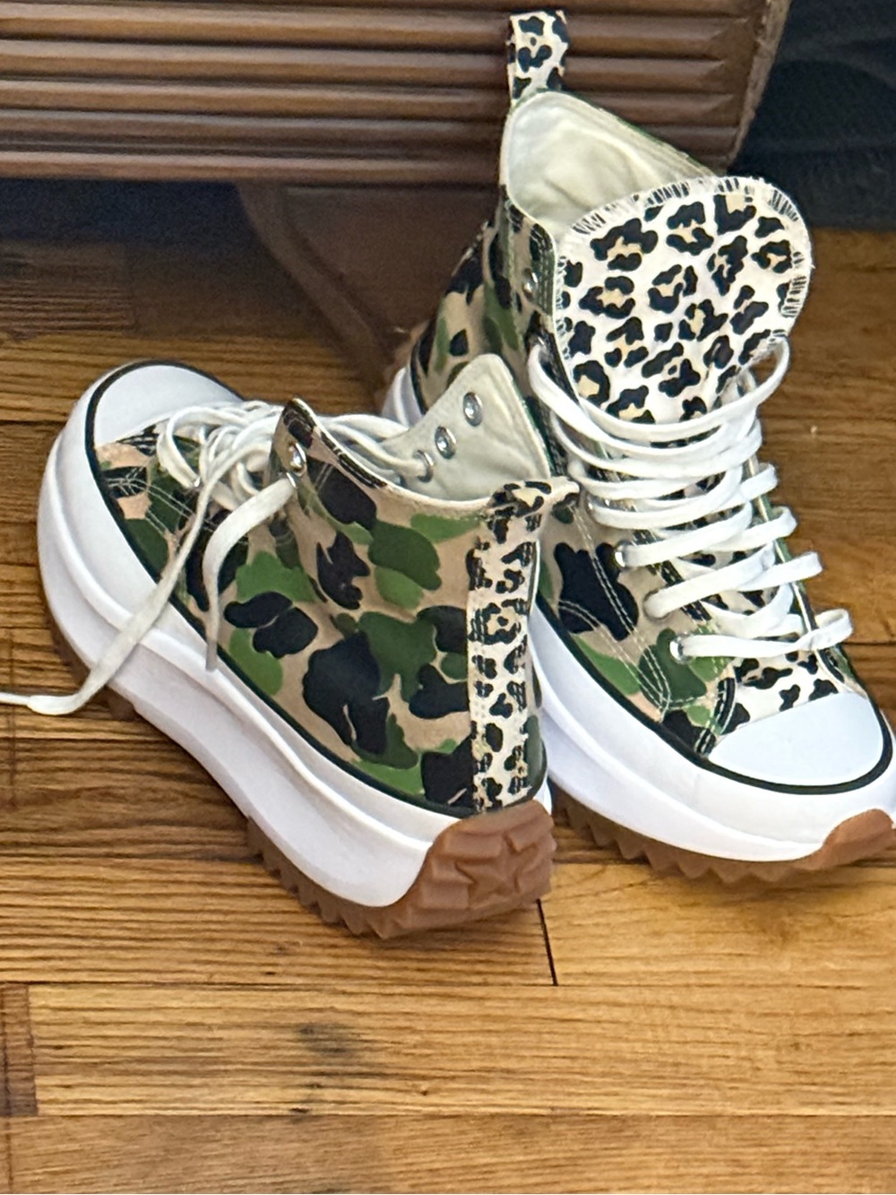 Converse Chuck Taylor All Star High Top Sneakers in Green Black Tan Camo